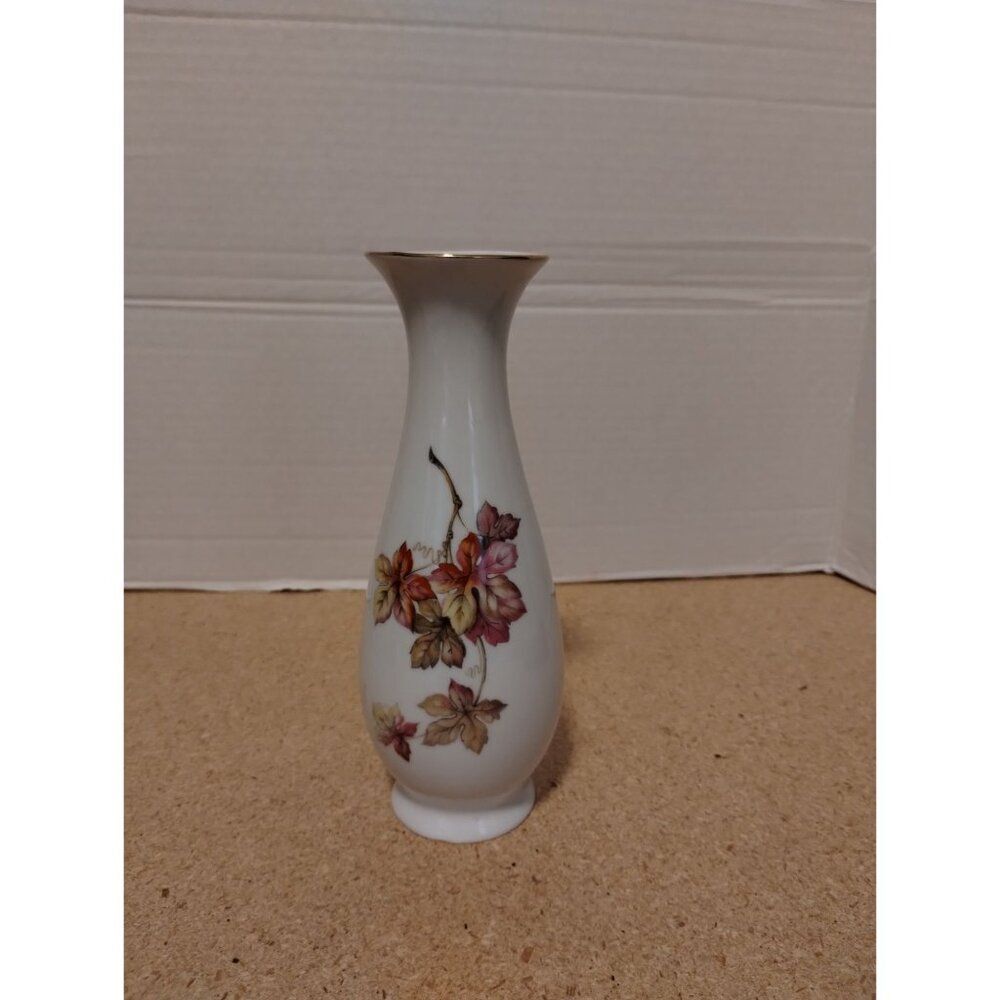 West German 8" Bud Vase Floral Design KPM Royal Porzellain Bavaria Handarbert